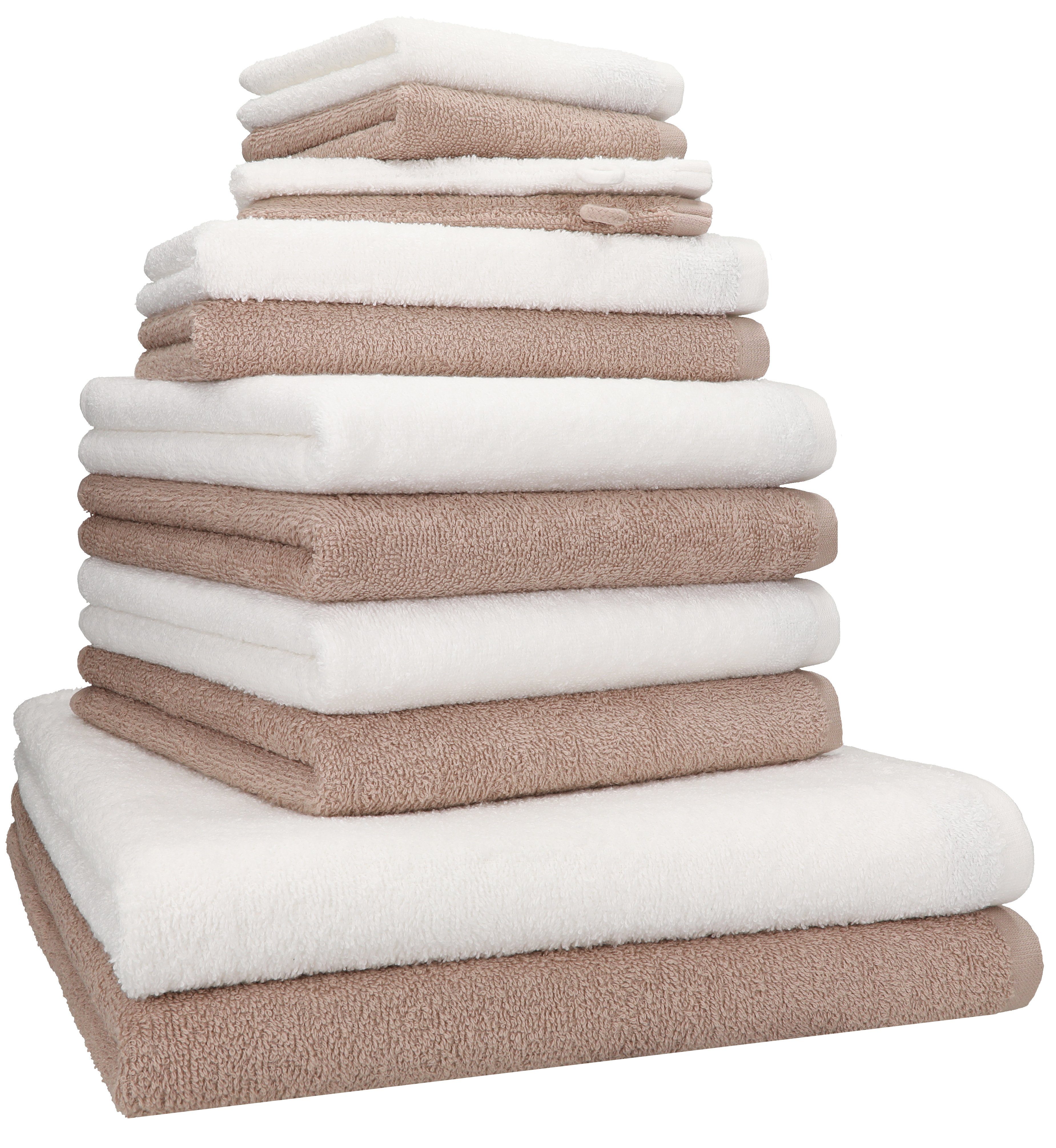Betz Handtuch Set 12 TLG. Handtuch Set BERLIN Farbe Cappuccino - weiß, 100% Baumwolle (12 Teile, 12-St)