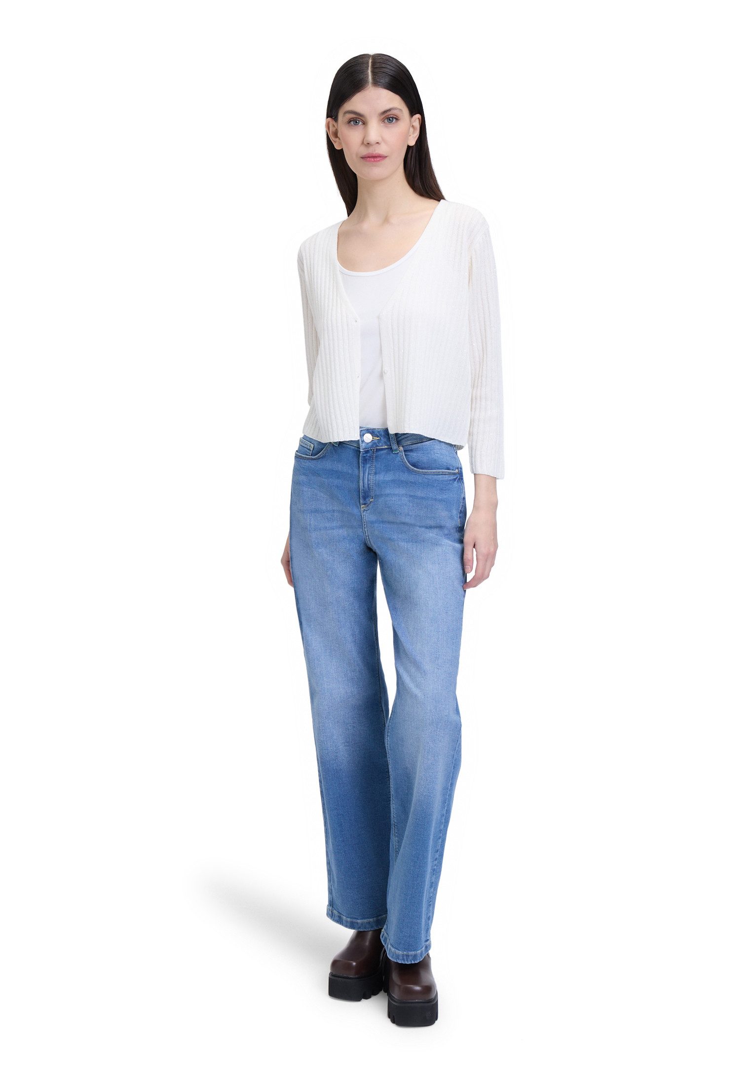 Cartoon Strickjacke Damen mit 3/4 Arm (1-tlg) Material