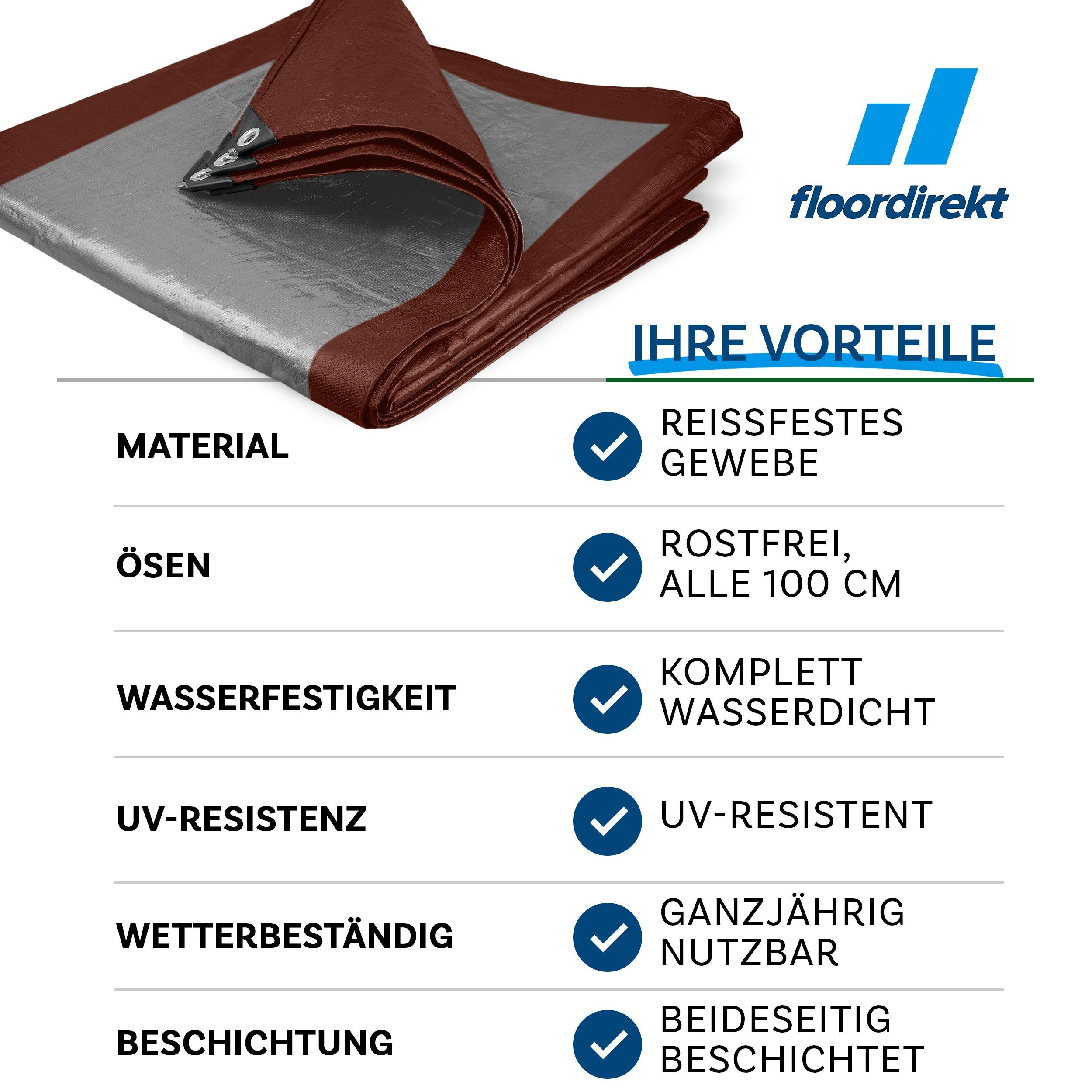 casa pura Schutzplane Reißfest 80 g/m², Abdeckplane in mehreren Farben & Größen, Schutzhülle, Wasserdicht – Bild 3 von 5