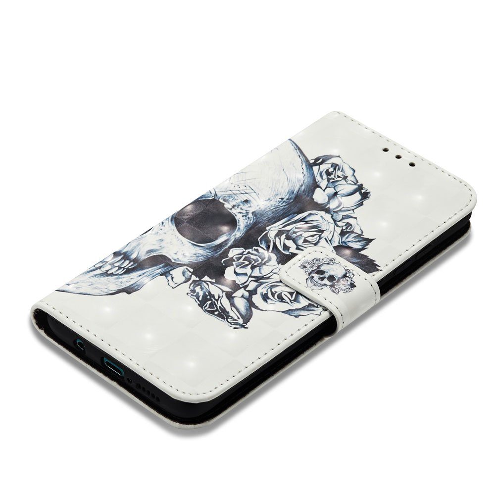 FITSU Handyhülle Handytasche für Xiaomi Redmi Note 8 Pro Hülle Totenkopf Motiv 6,53 Zoll, Case für Xiaomi Redmi Note 8 Pro Hülle, Handytasche mit Kartenfach