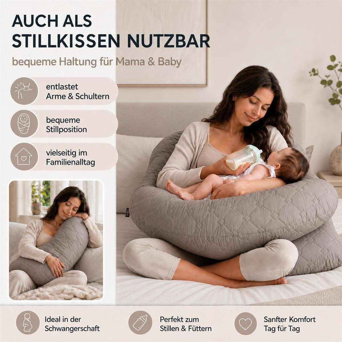 SEI Design Seitenschläferkissen Schwangerschaftskissen U-Form Seitenschläferkissen Komfortkissen XXL, Seitenschläferkissen mit Bezug, 1-tlg., Schwangerschaftski – Bild 5 von 5