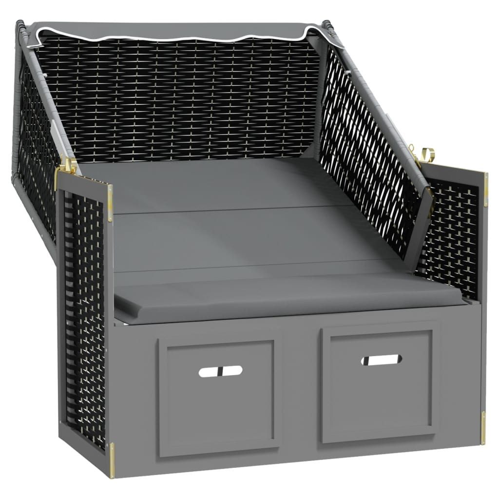 furnicato Strandkorb 115x55x133/151/156 cm Anthrazit mit Massivholz und Poly, BxTxH: 55x55x156 cm, (1-tlg)