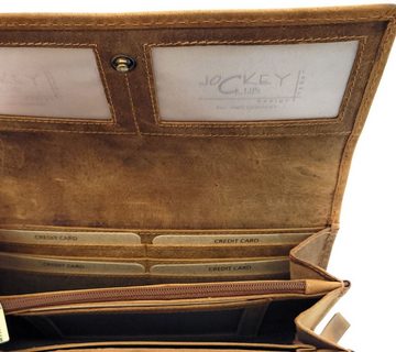 JOCKEY CLUB Geldbörse echt Leder Damen Portemonnaie mit RFID Schutz, rustikales vintage Vollbüffellleder