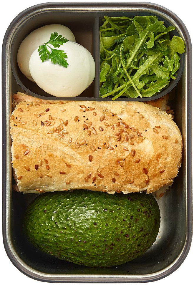 Silikonteiler Lunchbox, ml, mit Silikon, black+blum 2 Bambus, inklusive 1250 Edelstahl, (4-tlg), Fächern orange