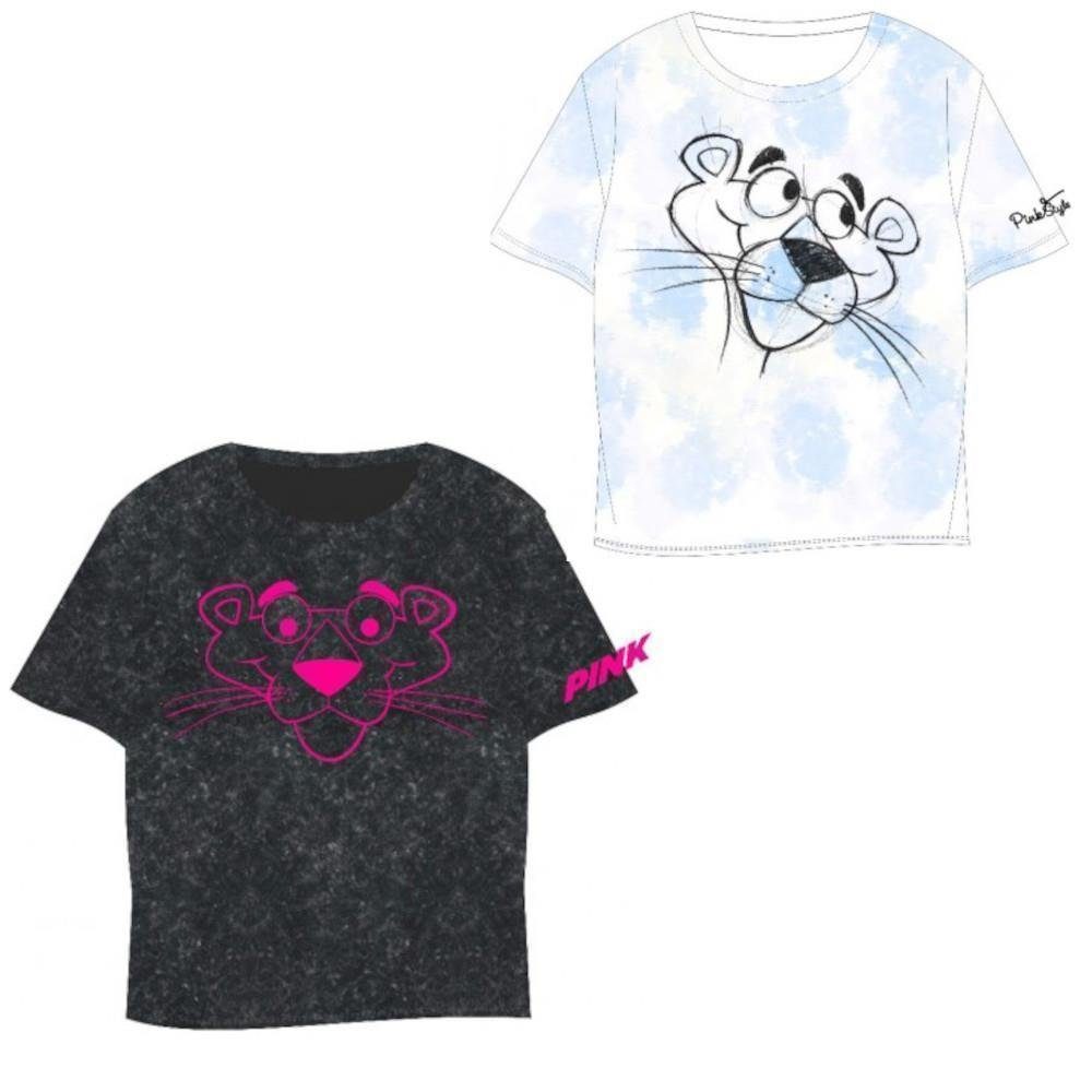T-Shirt weiß Panther EplusM kurzes, cooles, Pink T-Shirt