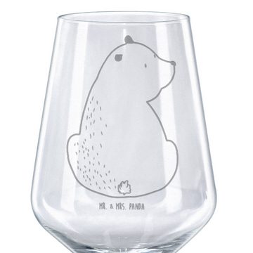Mr. & Mrs. Panda Rotweinglas Bär Schulterblick - Transparent - Geschenk, Hochwertige Weinaccessoir, Premium Glas, Unikat durch Gravur