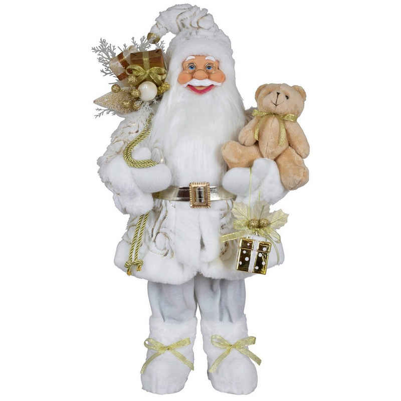 Christmas Paradise Weihnachtsmann Viggo, 4 Größen (30-80cm) (Deko Figur, 1 St), weiß-gold