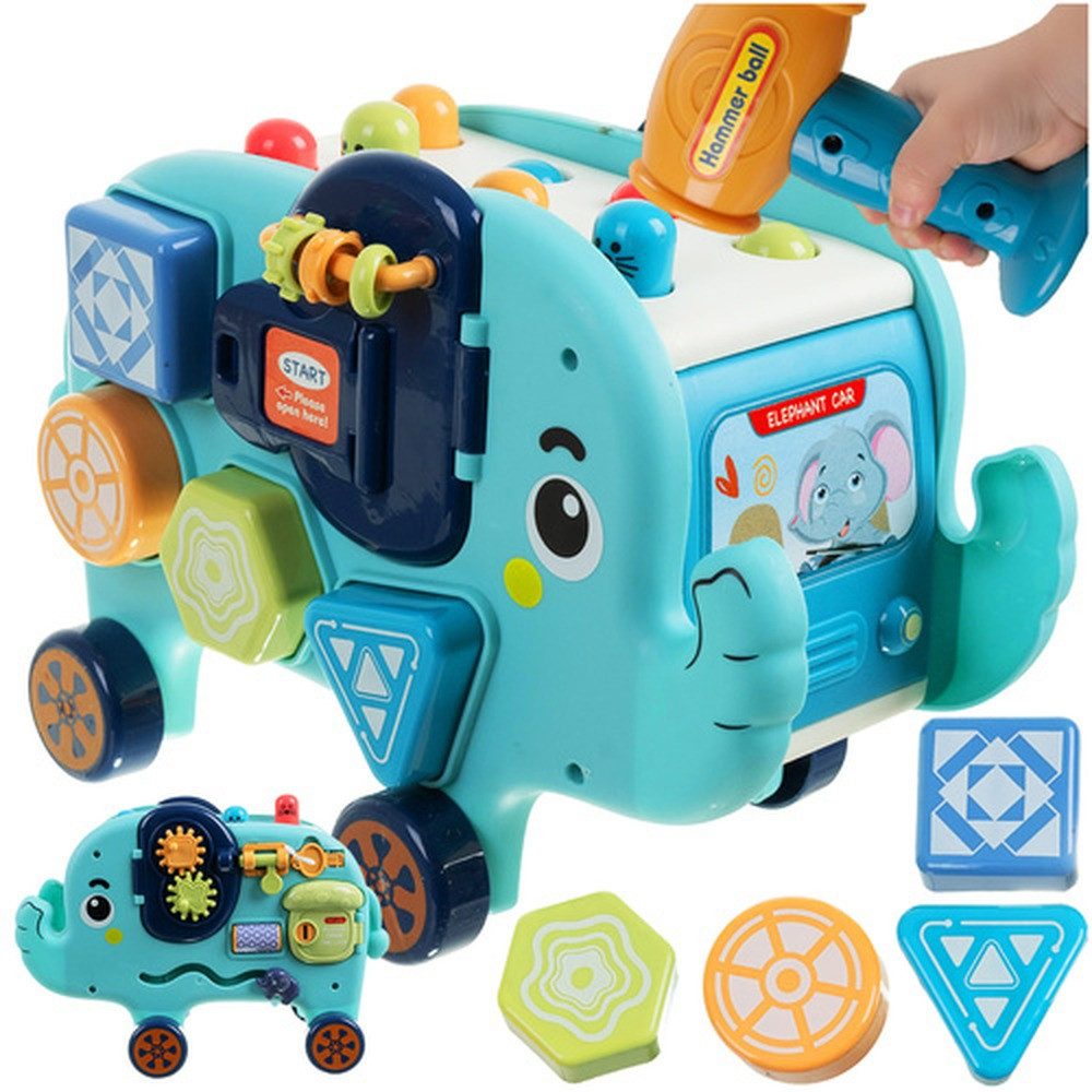 KRUZZEL Lernspielzeug Manipulationsbrett Interaktiver Elefant (Spar-Set, Puzzle), unterstützt Feinmotorik, Konzentration, Geduld & logisches Denken