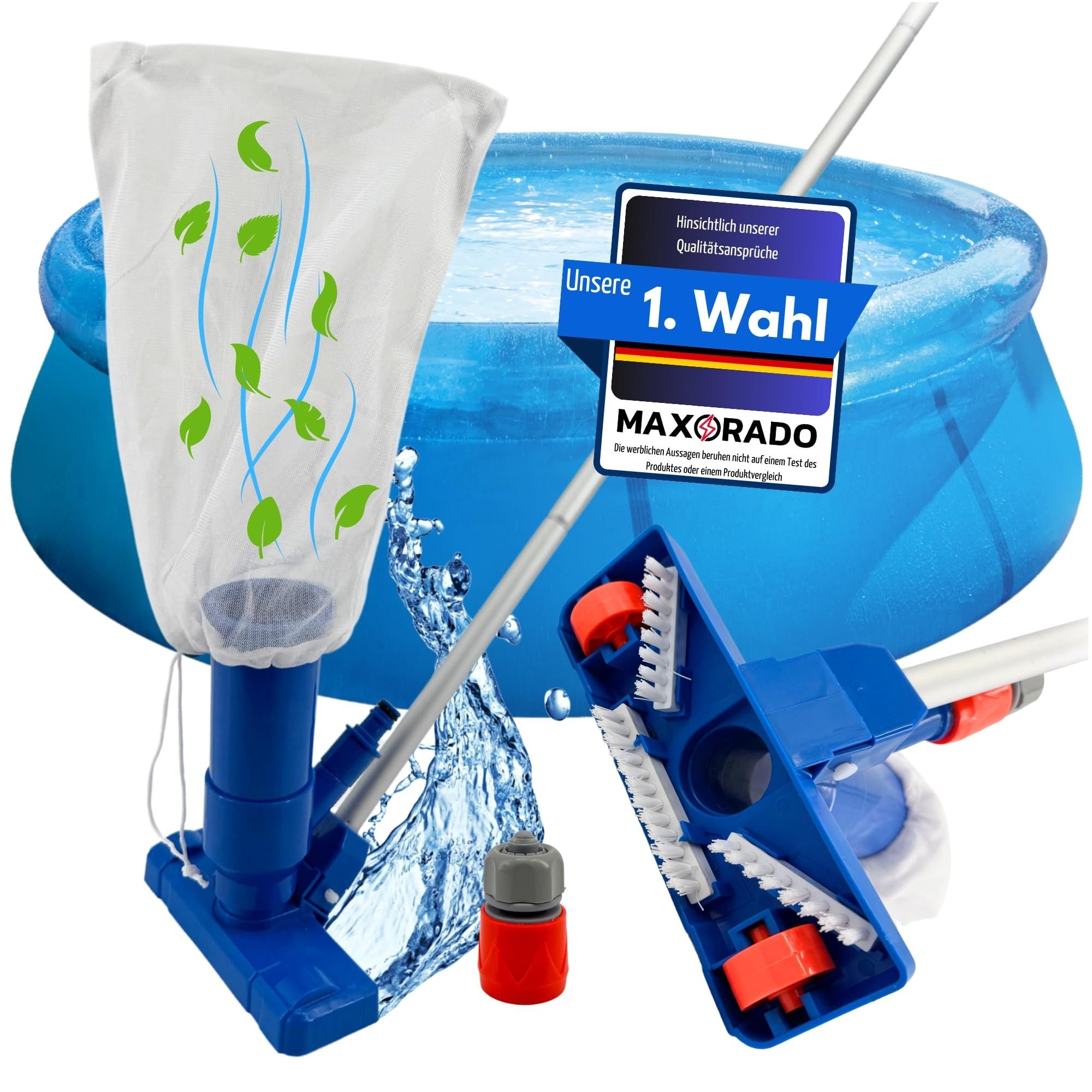 Maxorado Poolbodensauger Pool Bodensauger mit Stange Poolsauger Reinigung kabellos für Schlauch, (1-St), Handpoolsauger ohne Strom Reiniger Boden
