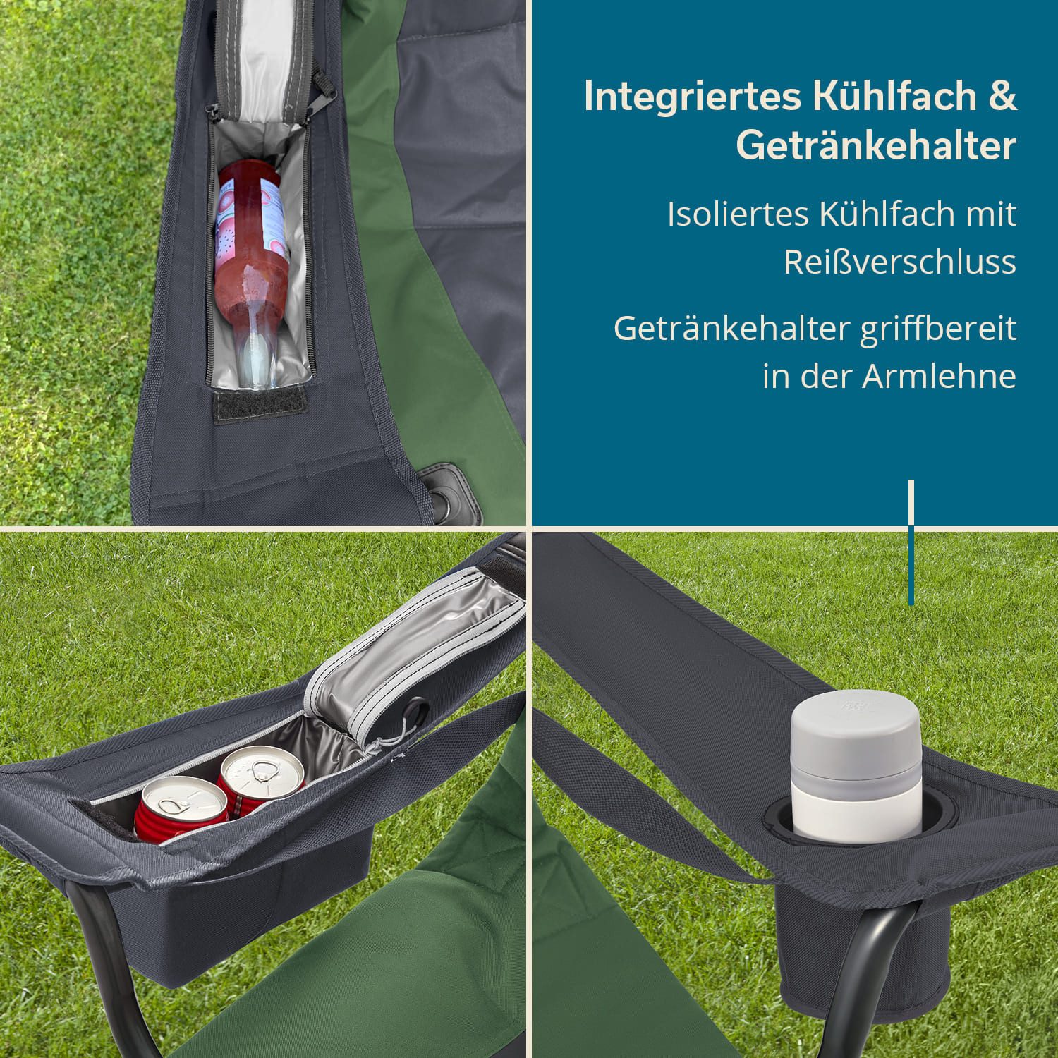 Skandika Campingstuhl Relax Comfort, Klappstuhl, Faltsessel, Anglerstuhl, Gartenstuhl (Max. Nutzergewicht 160 kg, Reißverschlussfach im Kopfteil, Tragetasche),  – Bild 3 von 5