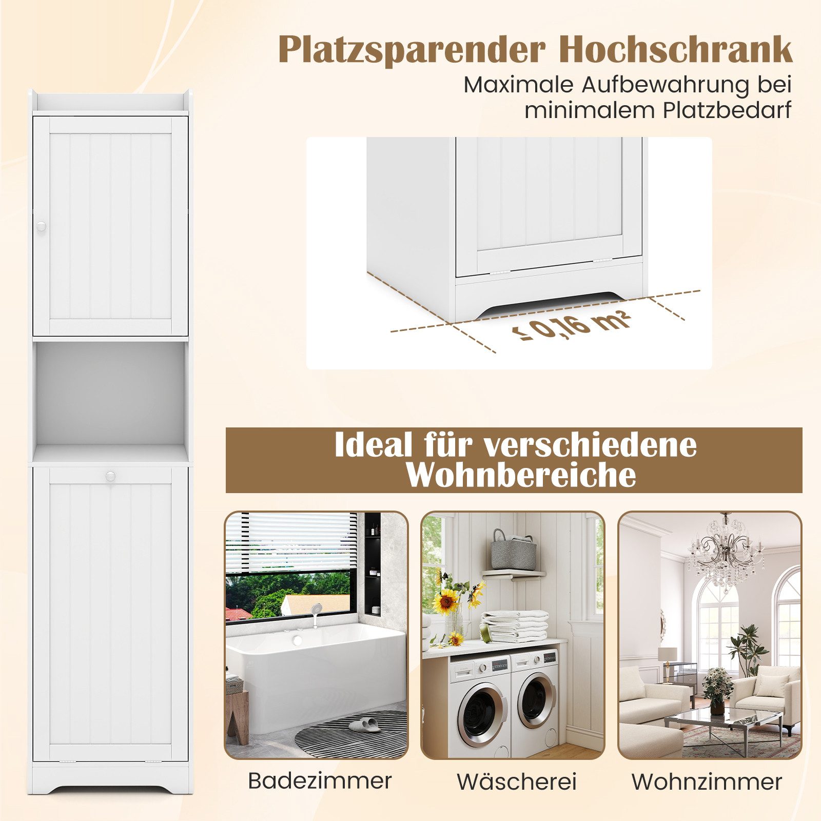 KOMFOTTEU Hochschrank Badezimmerschrank mit Wäschekorb & günstig online kaufen