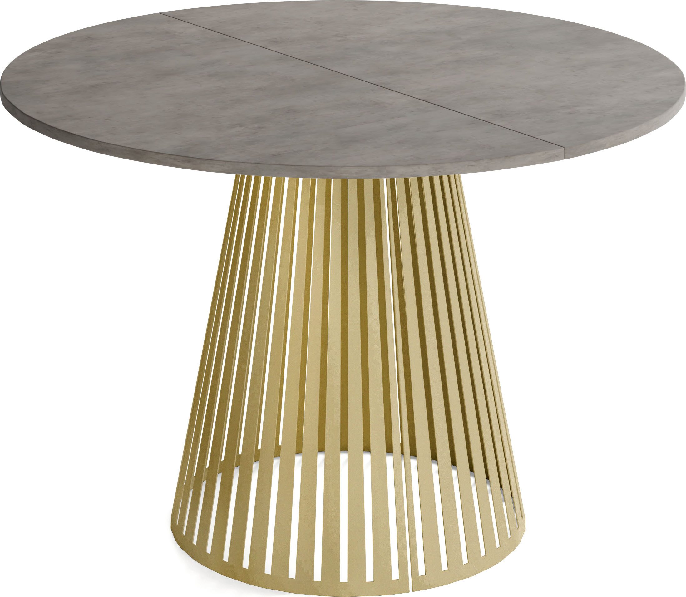 WFL GROUP Esstisch Naro Gold ausziehbar rund modern mit goldenen Metallbeinen (MADE IN EU, erhältlich in 2 Größen – 100/120 cm, ausziehbar auf 180/200 cm), platzsparender Tisch für kleine Küche, Esszimmer oder Wohnzimmer
