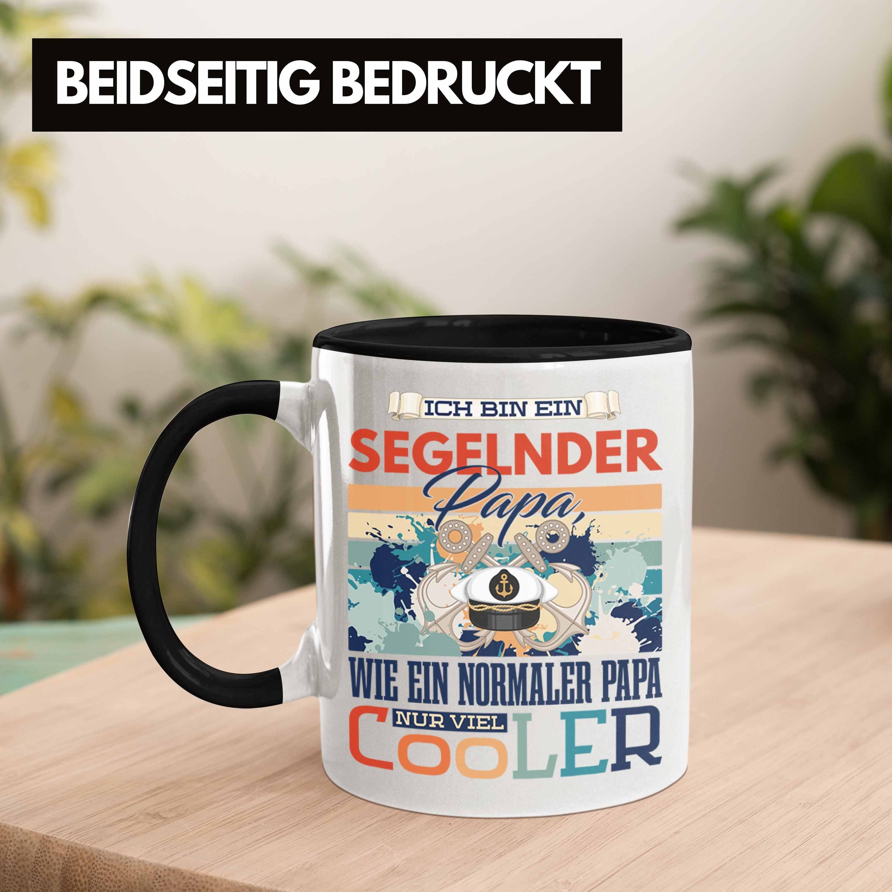 Trendation Tasse Trendation Geschenk Papa Vaterta - Tasse Schwarz zum Vater Segeln Geschenkidee