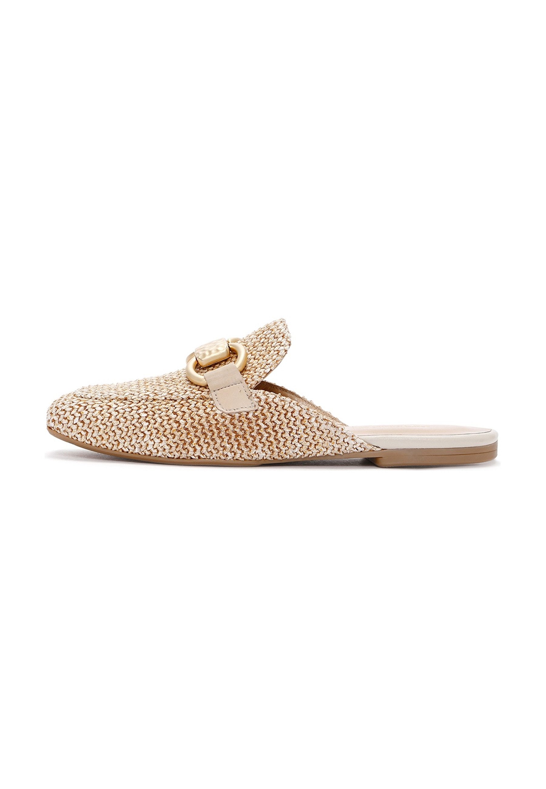 Derimod Loafer-Mules aus Textil Mules Gewebter Stoff, Slip-on-Stil, Metallschnalle, Lederfutter, TPU-Sohle