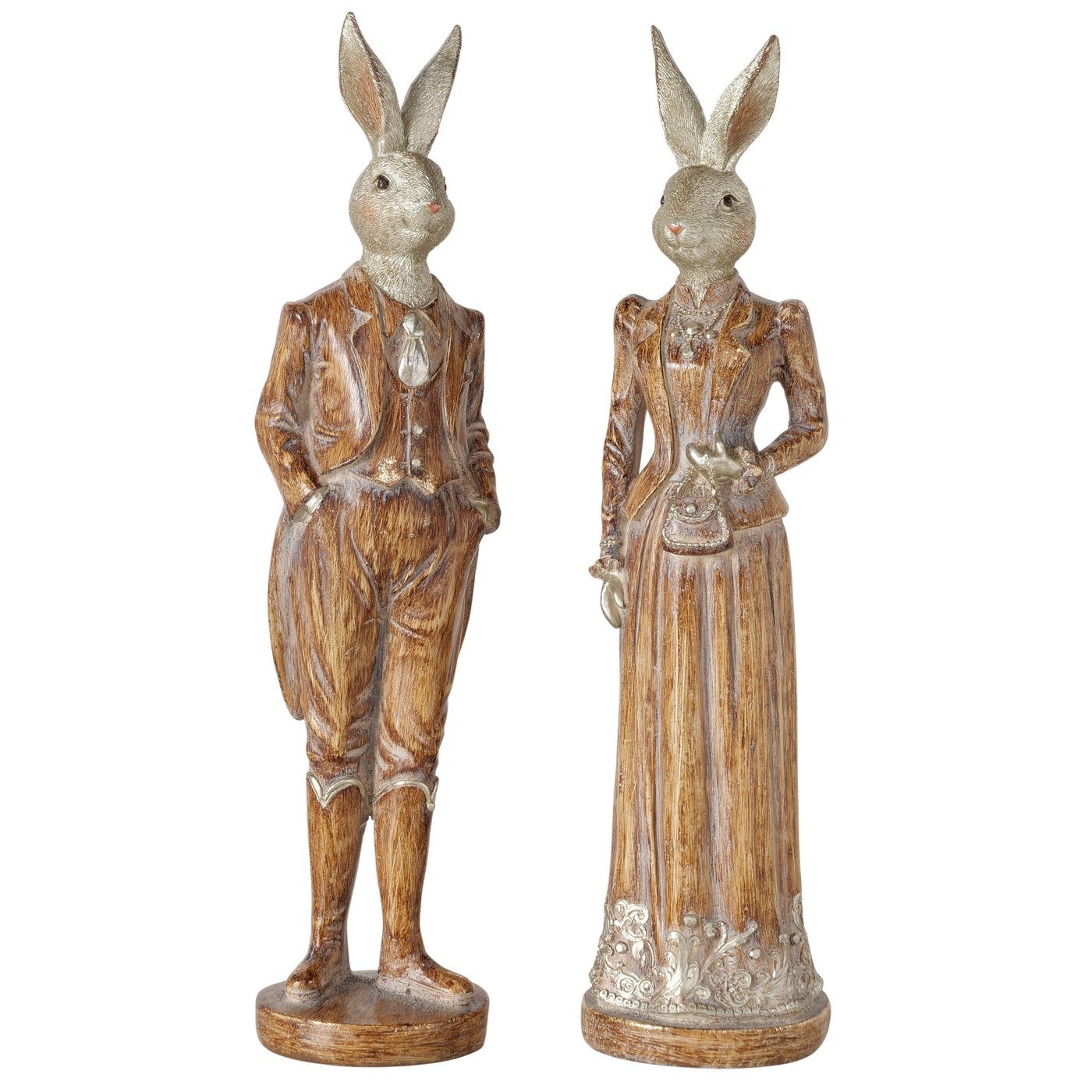 MF Osterfigur Deko Hasenfigur Lunaro Hasenpaar elegant 2er Set (2 St)