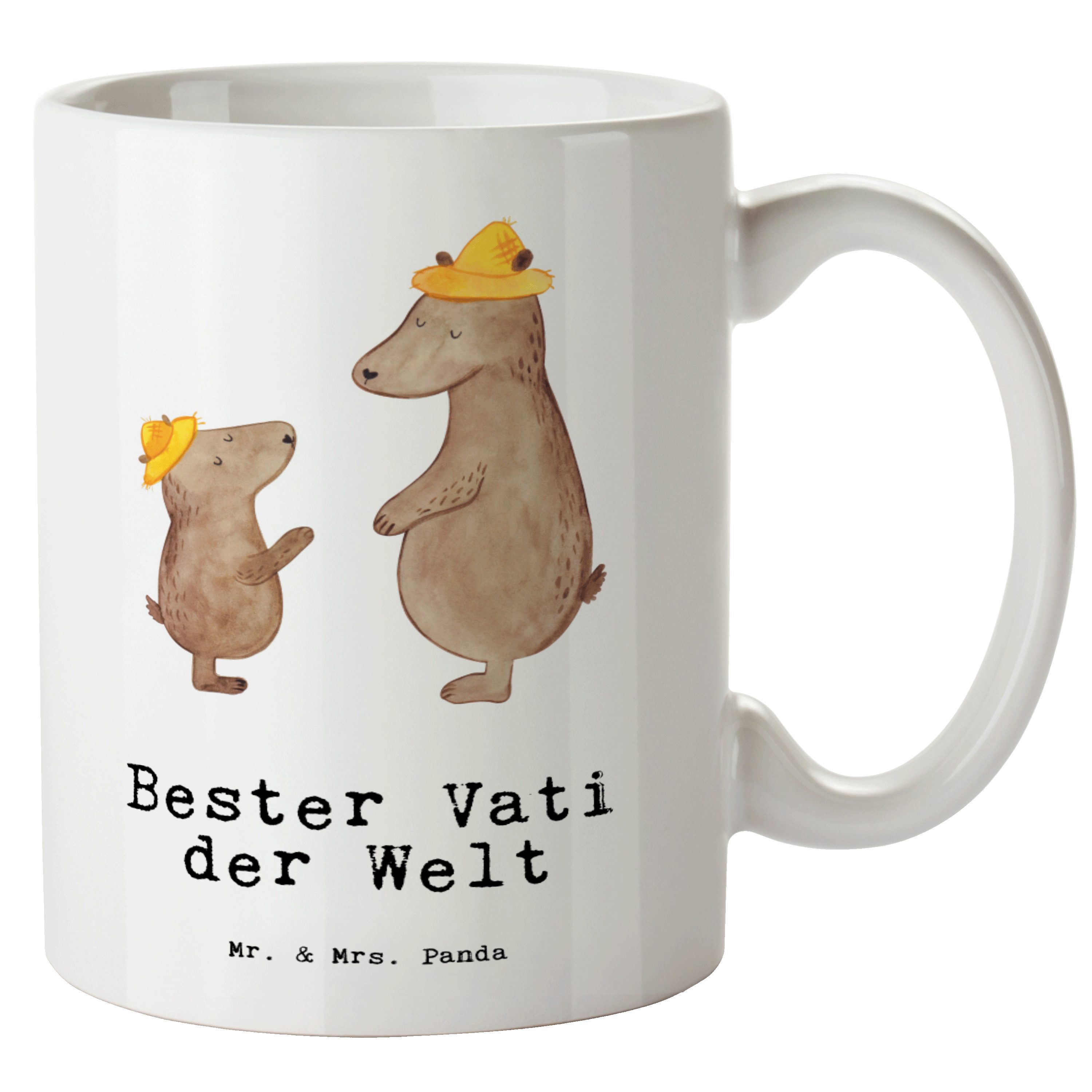 Mr. & Mrs. Panda Tasse Bär Bester Vati der Welt - Weiß - Geschenk, Freude machen, Geschenkid, XL Tasse Keramik