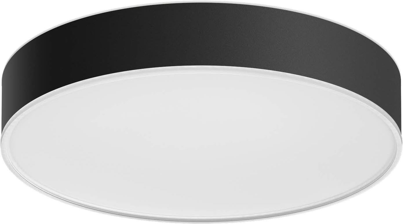 Philips Hue Smarte LED-Leuchte White Ambiance Enrave Deckenleuchte M schwarz, Abschaltautomatik, Bluetooth, CCT - über Fernbedienung, Dimmer, Dimmfunktion, Farbsteuerung, Fernbedienung, Infrarot inkl., Leuchtdauer einstellbar, Memoryfunktion, Nachtlichtfunktion, Smart Home, Timerfunktion, dimmbar über Fernbedienung, erweiterbar, mehrere Helligkeitsstufen, LED wechselbar, warmweiß - kaltweiß, inkl. Philips Hue Dimmschalter