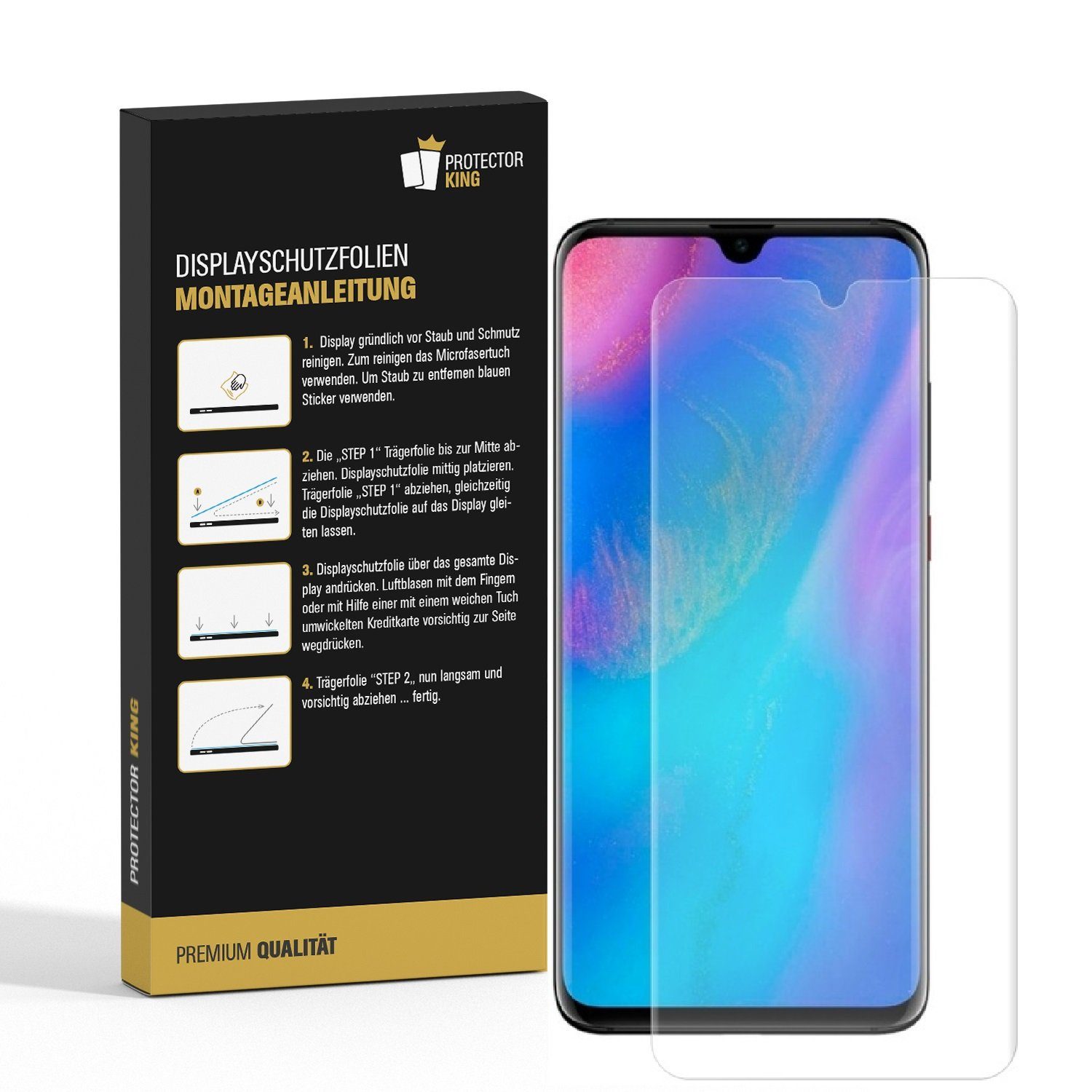 Protectorking Schutzfolie 2x Panzerfolie für Huawei P30 ANTI-SHOCK Displayschutz Schutzfolie, (2-Stück), klar
