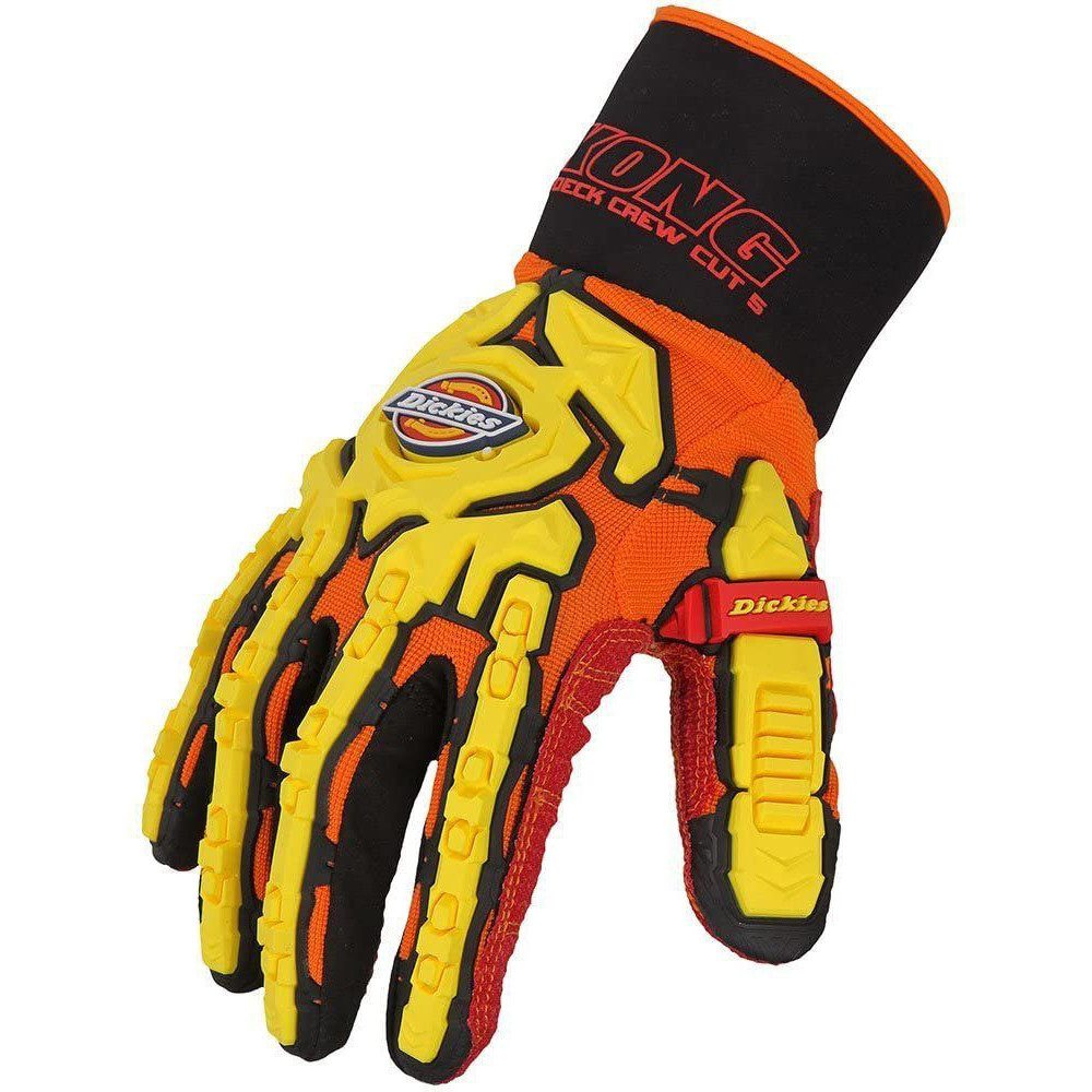 Dickies Schnittschutzhandschuhe GL01DH Schutzhandschuh HD Deckorange, S Einteiliger Protektor für Handrücken und Finger
