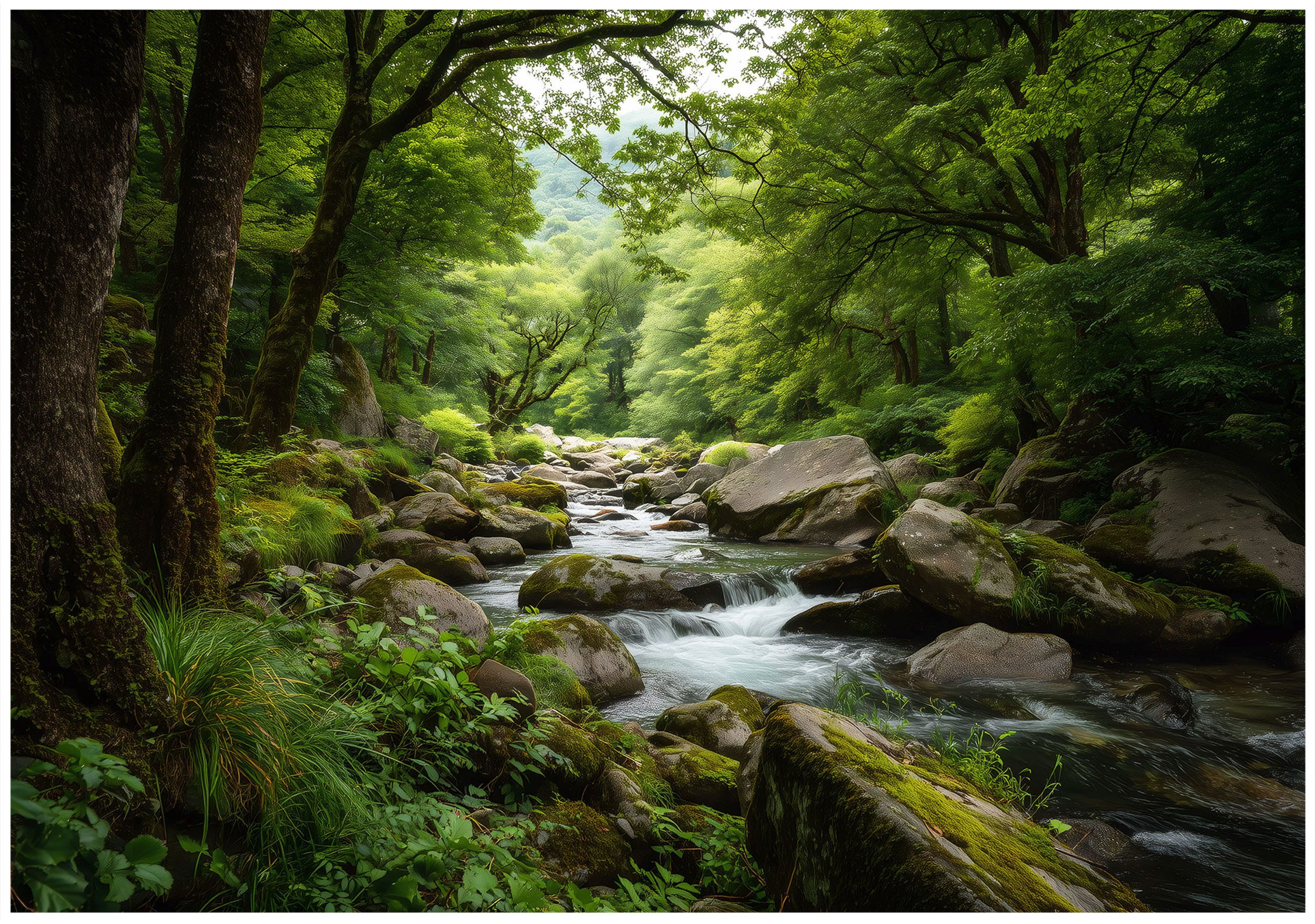 Fototapete Wald Bäume Grün Vlies Tapete Wohnzimmer Schlafzimmer Wandtapete