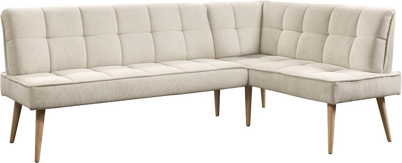 exxpo - sofa fashion Eckbank Latte, moderne Sitz- und Rückensteppung, bequem und elegant, hoher Holzfuß
