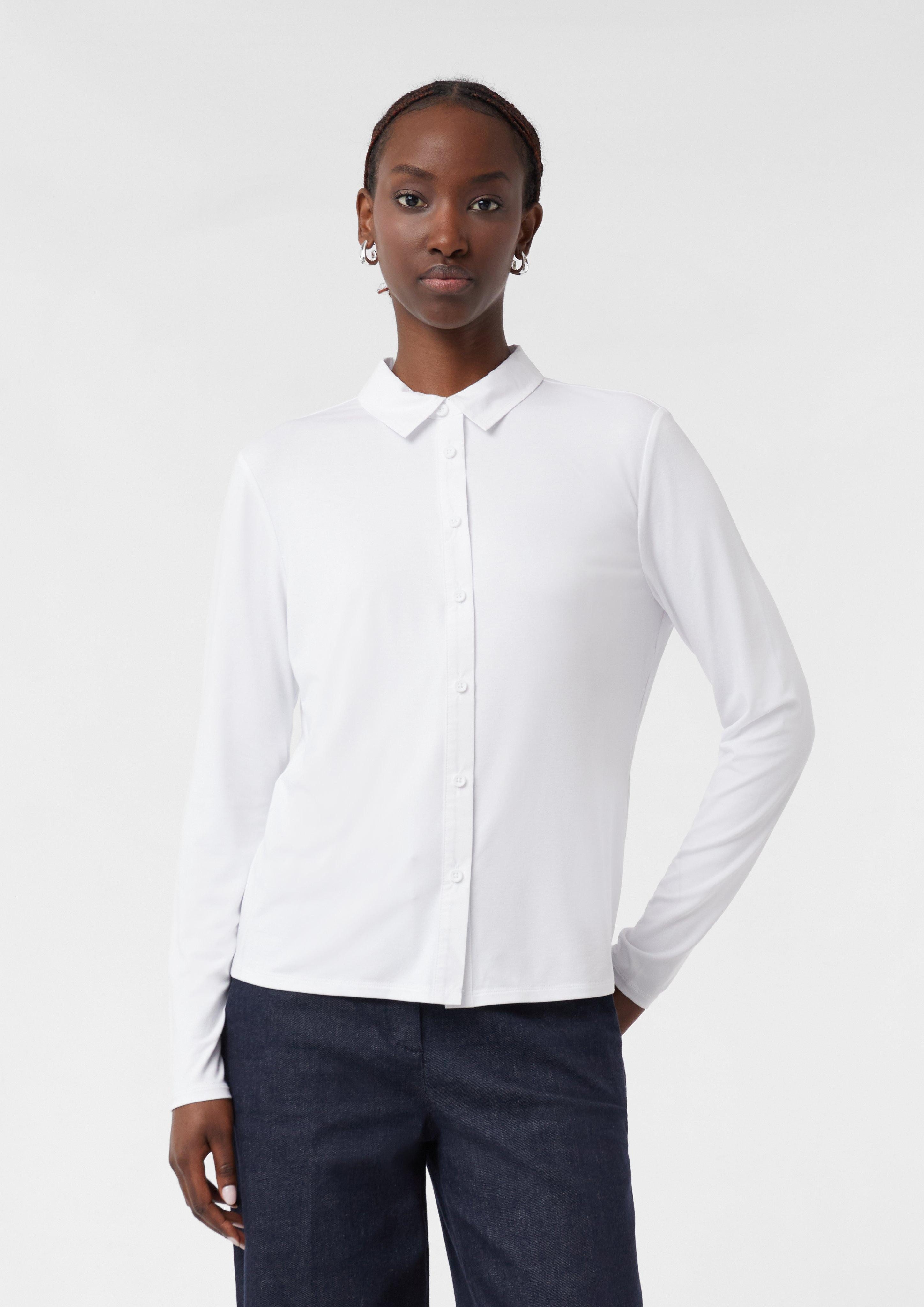 Comma Langarmshirt T-Shirt aus Viskosemix mit günstig online kaufen