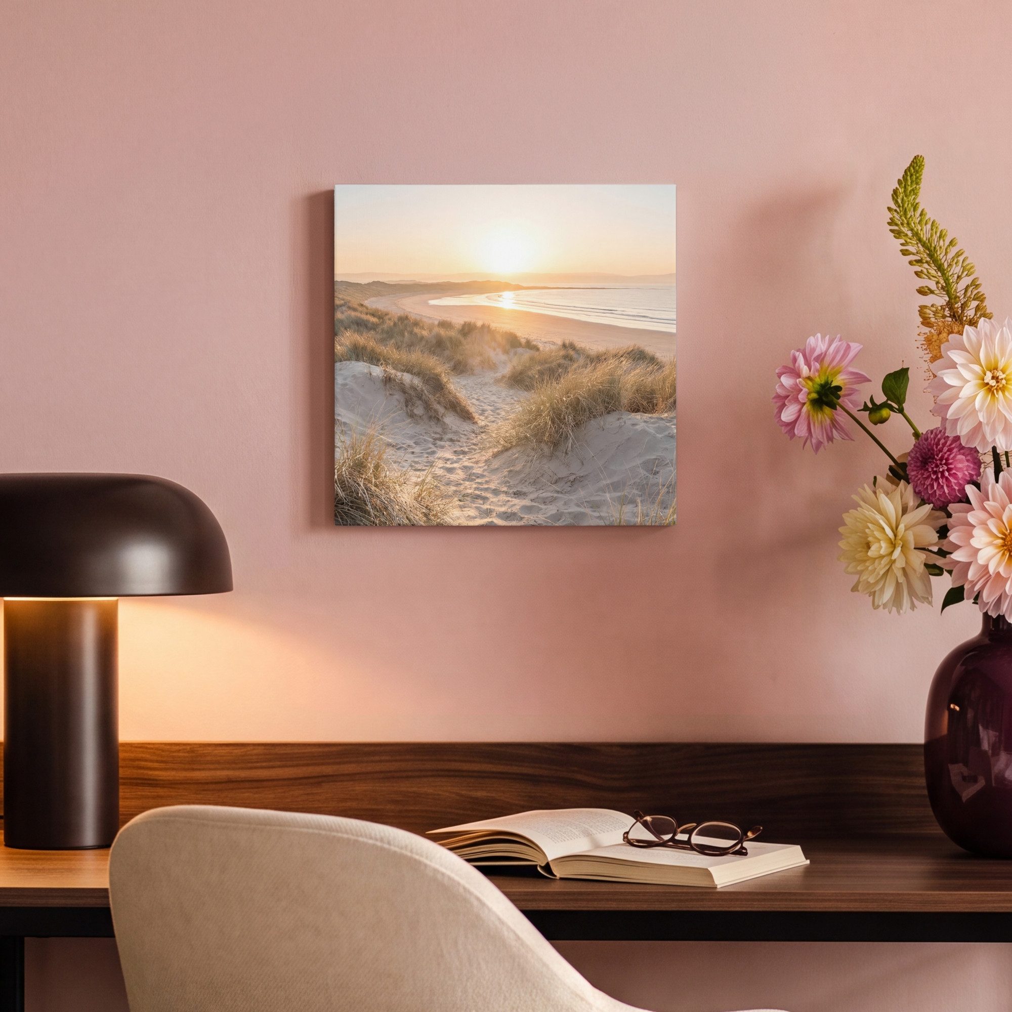 OneMillionCanvasses® Leinwandbild Dünen - Strand - Meer, Fotodruck (1 St), Wandbild, Deko Schlafzimmer Wohnzimmer Flur 20x20 cm – Bild 4 von 5