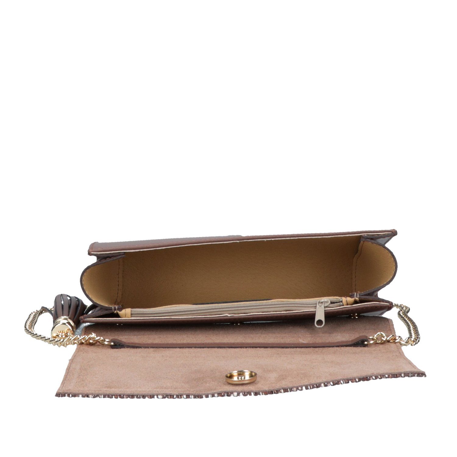 Clutch Leder Clutch Melina Beige Modische aus hochwertigem Italienische echtem Brugnera - C