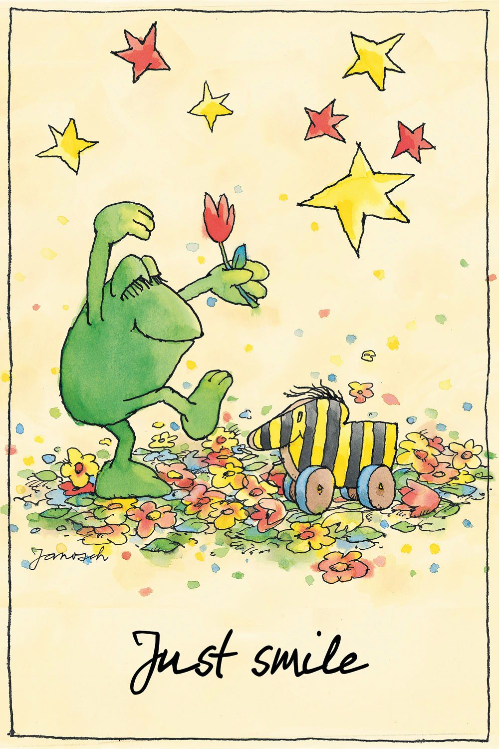 LuckyLinde Leinwandbild Der Froch - Just Smile, Ente, Enten, Figuren, Filmfiguren, Frosch, Liebessprüche, Motivationsbilder, Natur, Schriftzug, Sprüche, Stern, Sterne, Tanz, Tiere, Tiger, little star (1 St), Exklusive JANOSCH Kindermotive