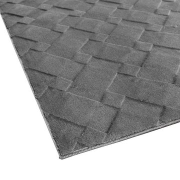 Teppich Schöner warmer Teppich mit elegantem Rautenmuster in anthrazit, Carpetia, rechteckig, Höhe: 16 mm