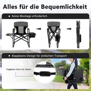 KOMFOTTEU Campingstuhl Klappstuhl, faltbar, mit Armlehnen 180 belastbar