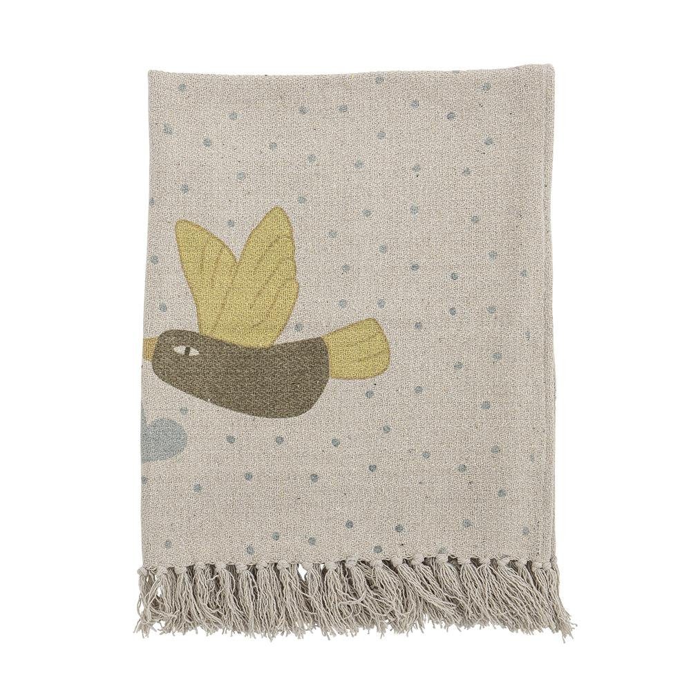 Baumwolle, Kinderdecke, aus Fransen Kuscheldecke, Decke Design Alois dänisches Vögel, Überwurf Bloomingville, mit