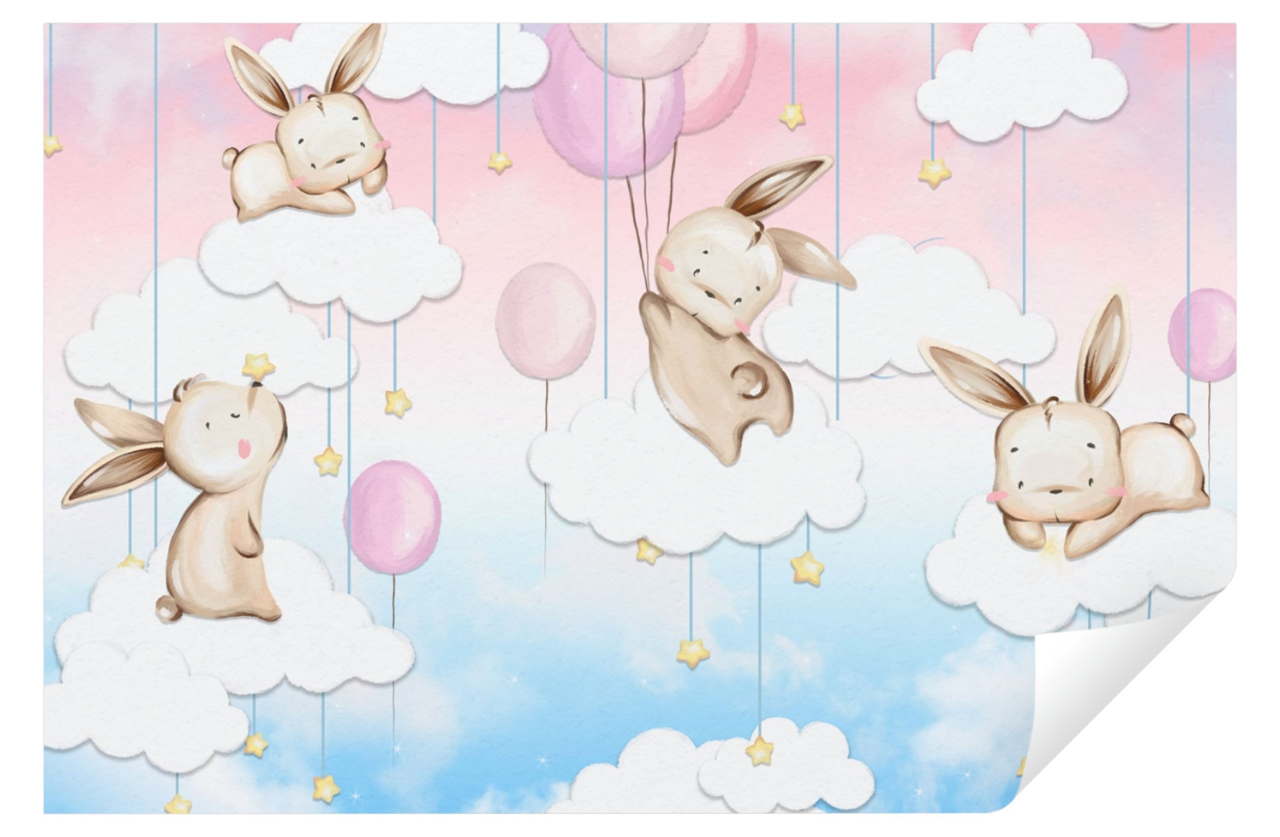 Wallarena Fototapete Kinderzimmer Mädchen Kaninchen Wolken günstig online kaufen