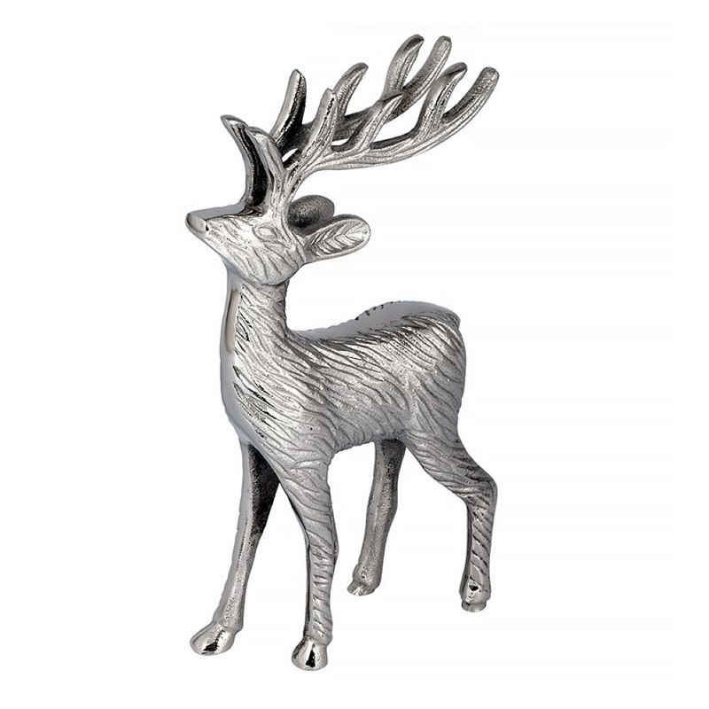 Hazenkamp Dekoobjekt Hirsch Deko Standfigur Silber Weihnachten 30 cm Hazenkamp