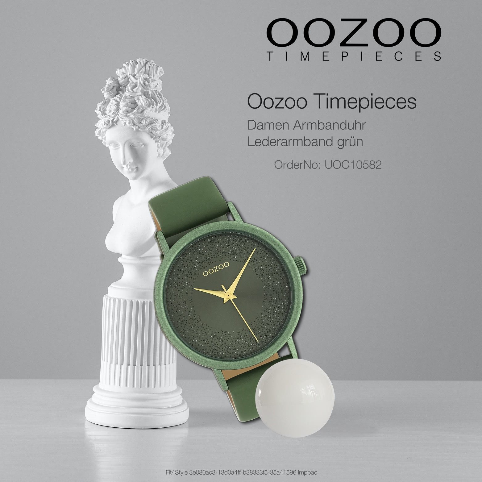 OOZOO Quarzuhr Oozoo Damen Armbanduhr Timepieces Analog, (Analoguhr), Damenuhr rund, groß (ca. 42mm), Lederarmband grün, Fashion