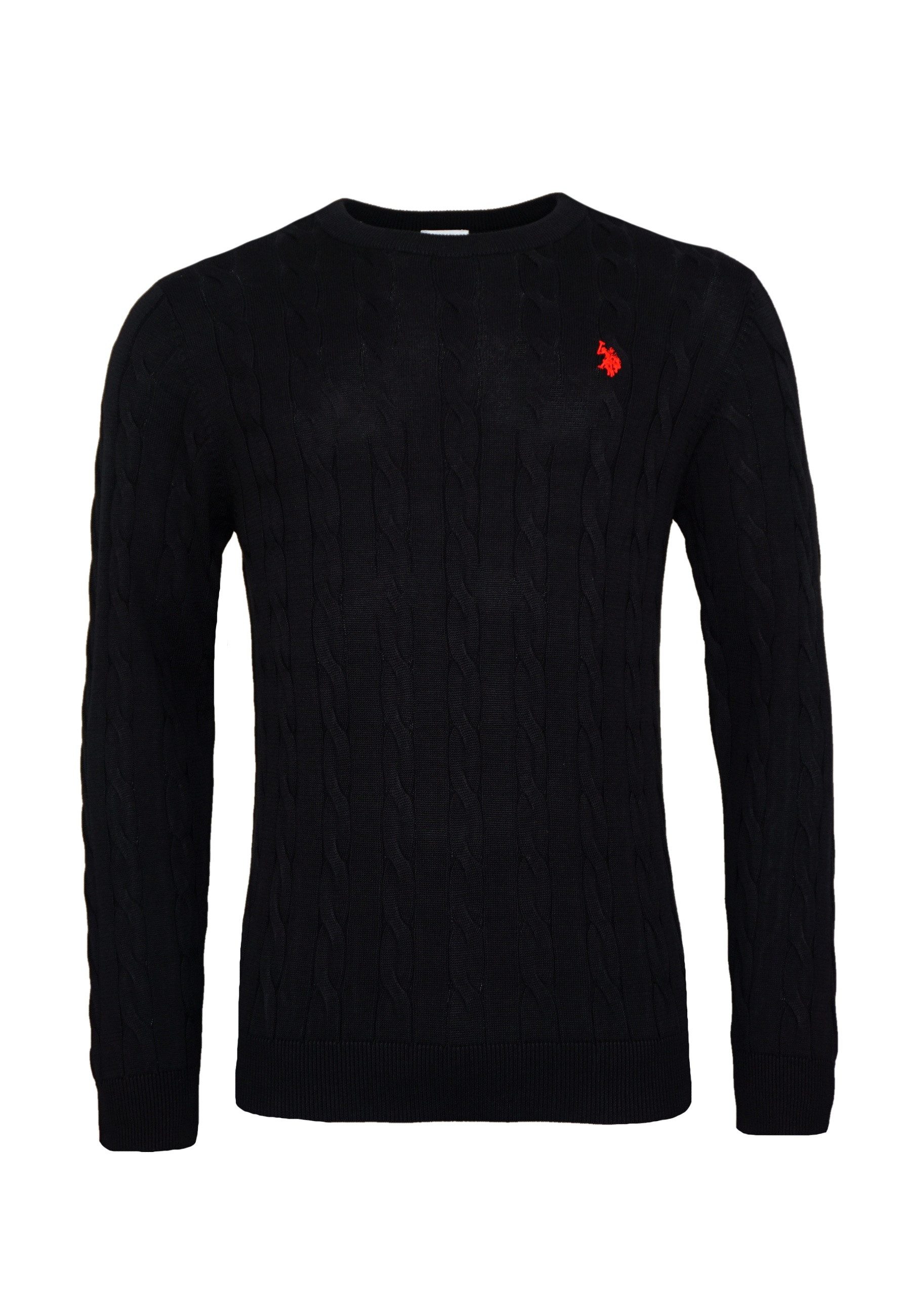 U.S. Polo Assn. Strickpullover Pullover Rundhals Feinstrick Zopfmuster (1-tlg)