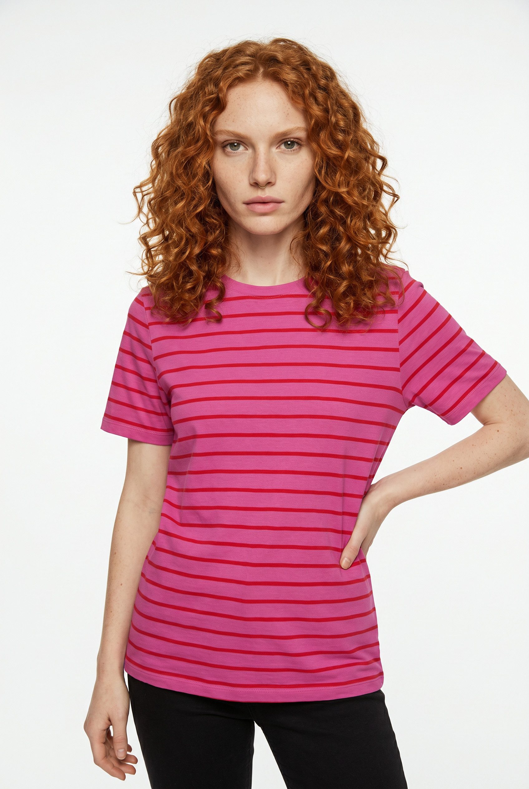 ONLY CARMAKOMA Rundhalsshirt CARBLOOM LIFE S/S TOP JRS