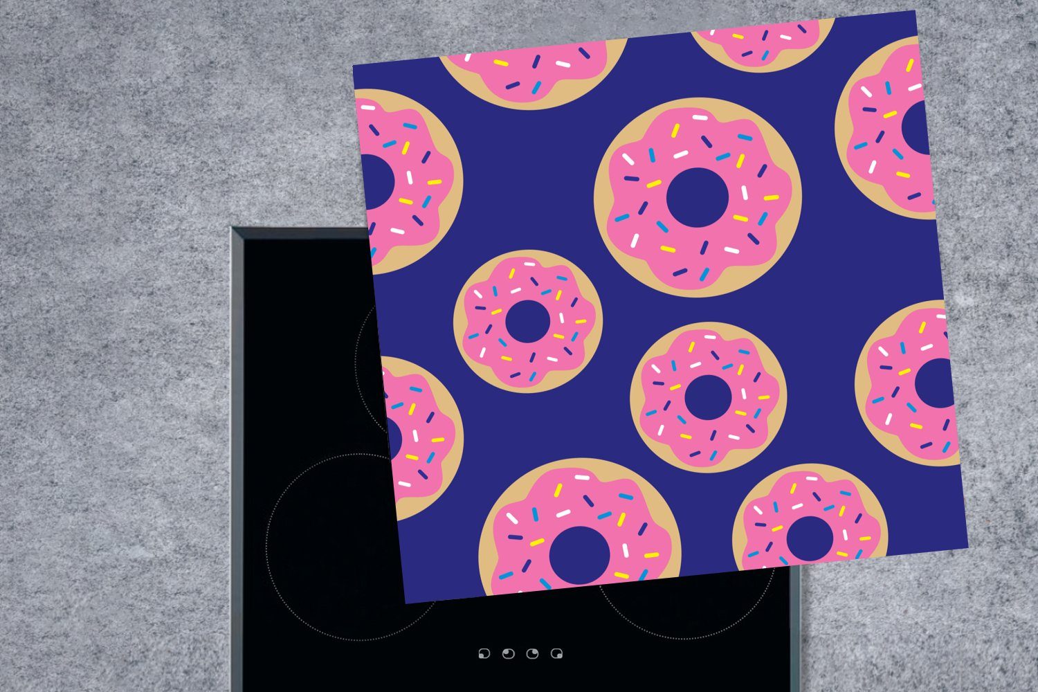 tlg), - Blau, Herdblende-/Abdeckplatte Ceranfeldabdeckung, Design MuchoWow Donut für küche 78x78 (1 Arbeitsplatte - cm, Vinyl,