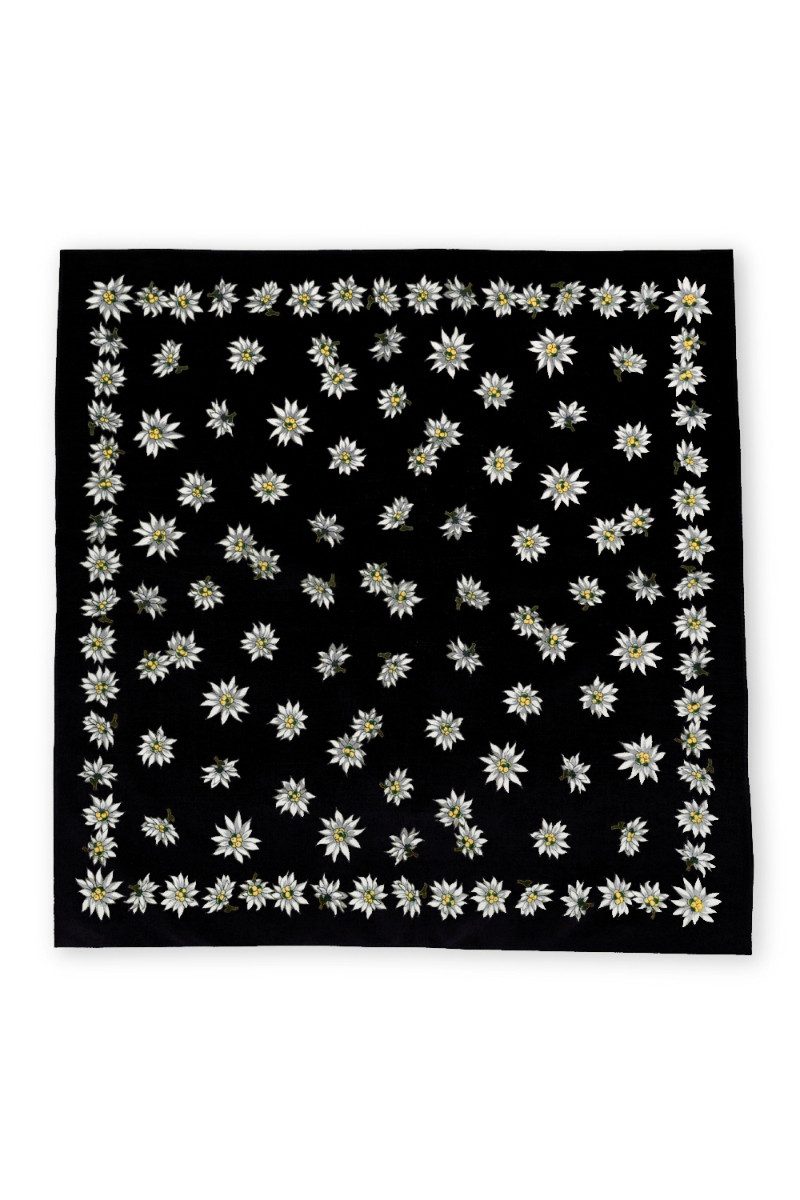 Luise Steiner Halstuch Trachtentuch - ALPENBLUME - eisblau, natur, rosa, schwarz