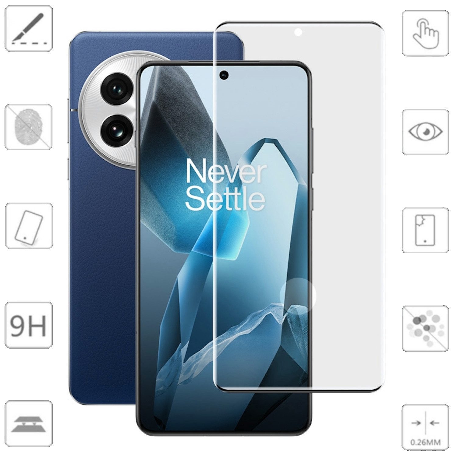 Wigento Handyhülle Für OnePlus 13 4D Display Full Curved Hart Glas Folie Schutz Zubehör, Display Curved Panzer Schutz Glas