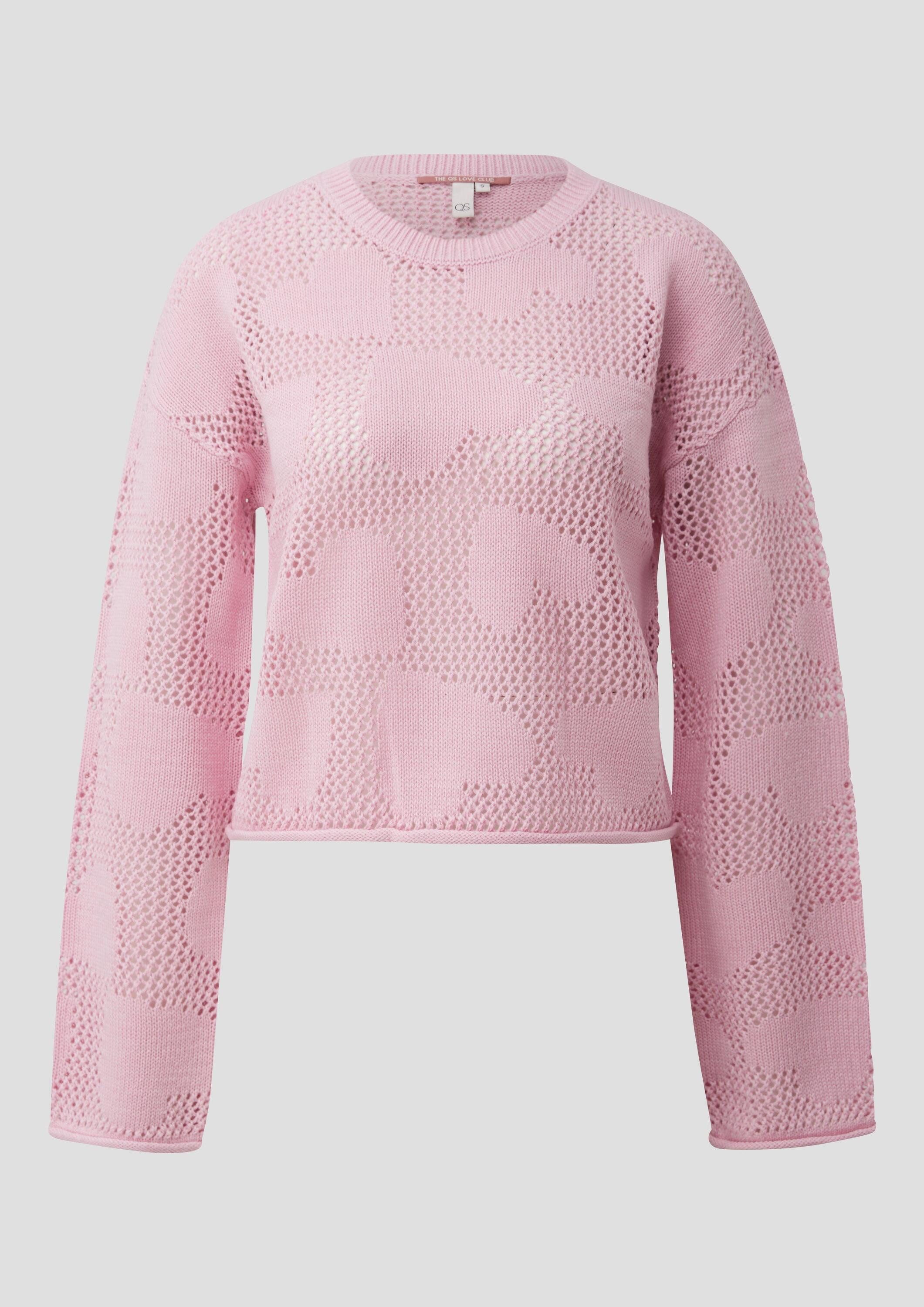 QS Longpullover Strickpullover Ajourpullover