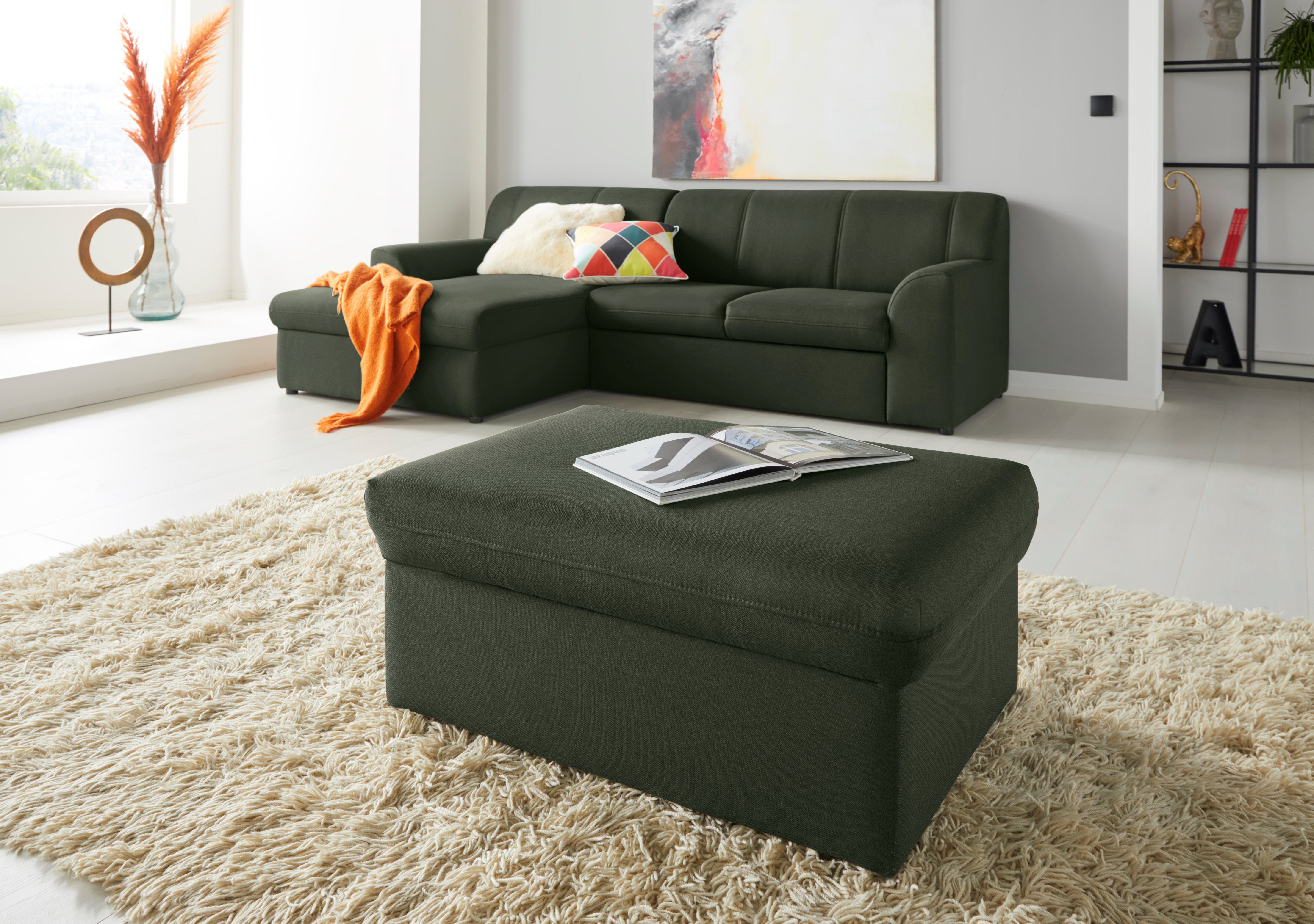 DOMO collection Hocker Topper, mit Wellenunterfederung, auf Kunststoffgleitern