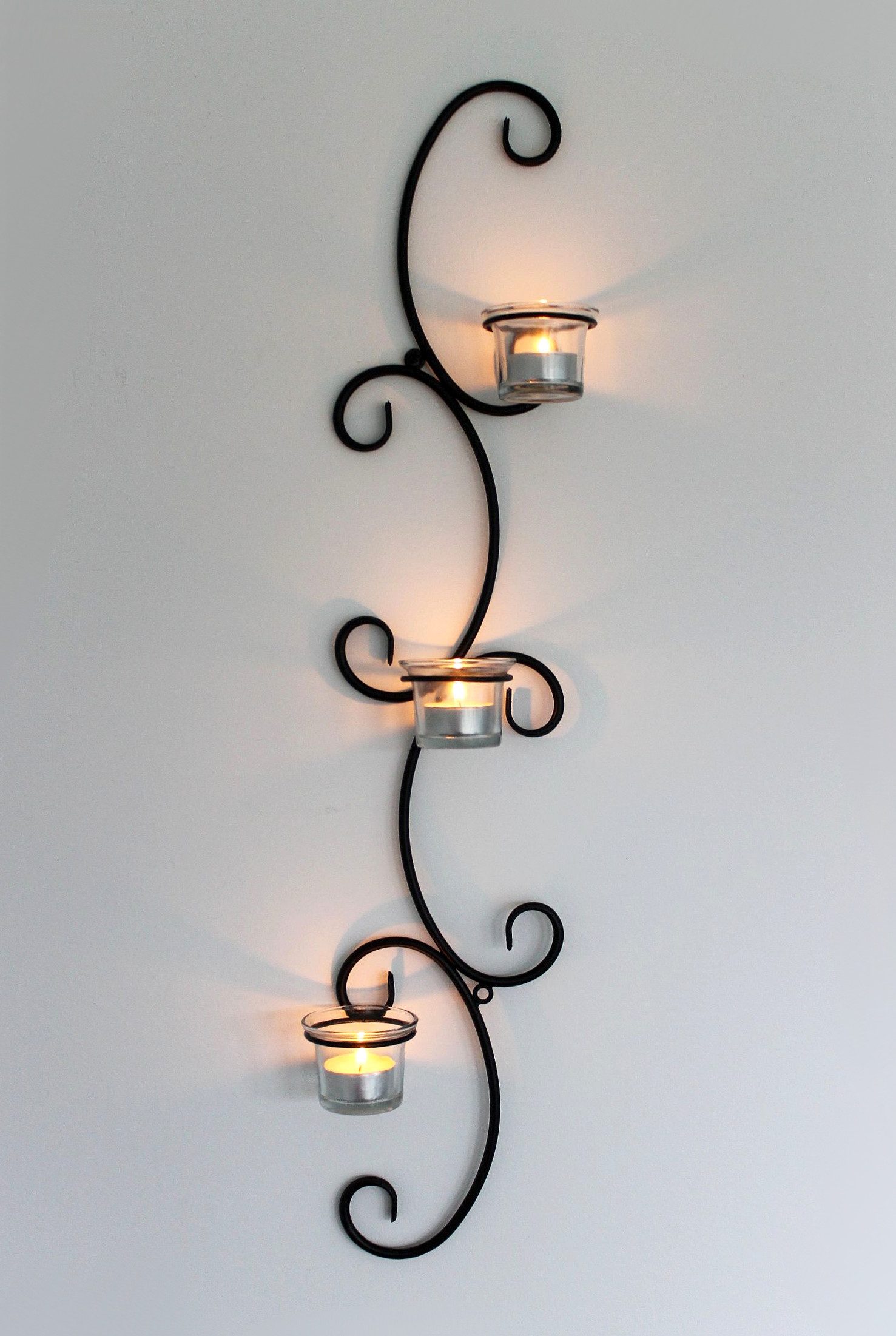 DanDiBo Kerzenleuchter Metall Wand Schwarz Emma 68 cm Teelichthalter Kerzen günstig online kaufen