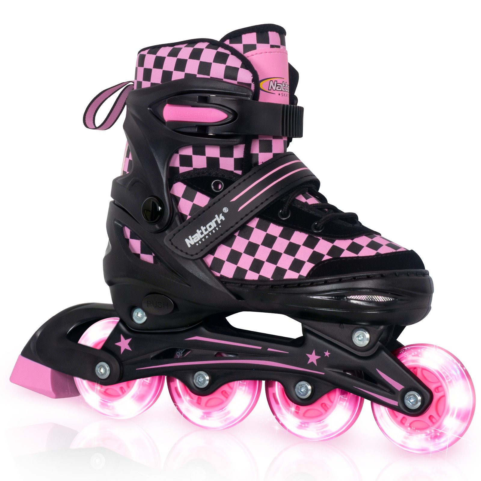 Nattork Inlineskates Kinder Inline-Skates für Mädchen und Jungen, größenverstellbar, Inliner mit leuchtenden Rollen, stabiler Unterstützung für Anfänger