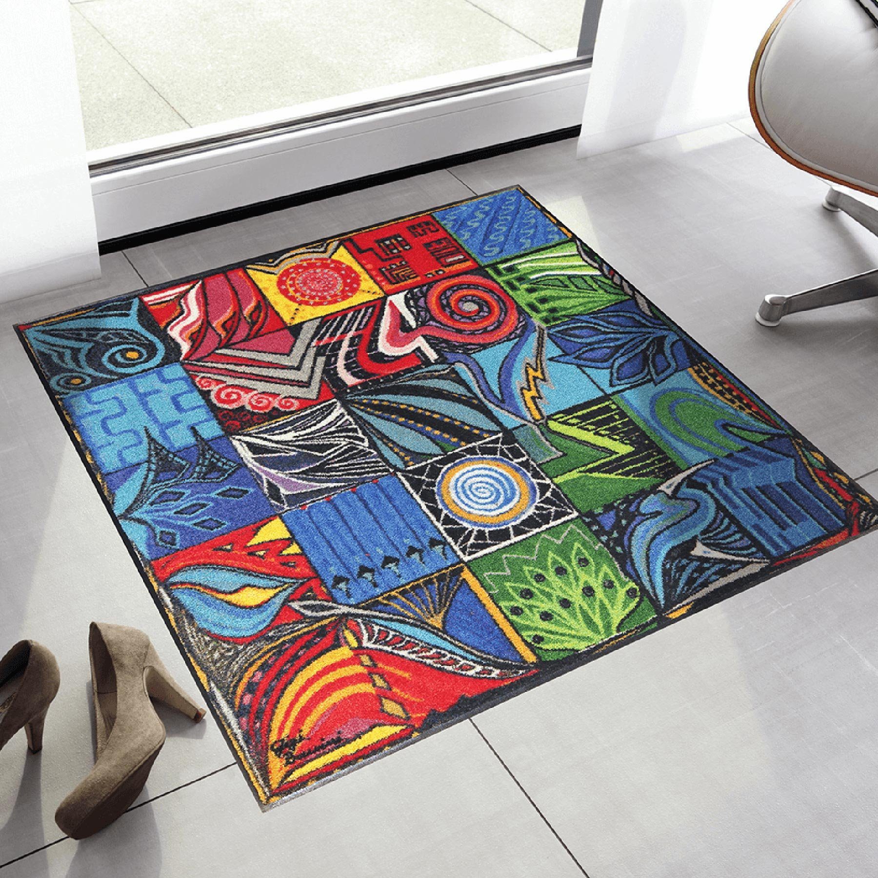 Salonloewe Teppich Fußmatte 85x85 Gemelli blau günstig online kaufen