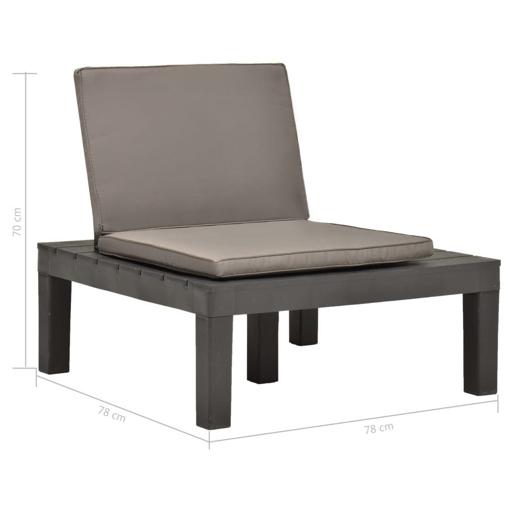 vidaXL Gartenstuhl Garten-Lounge-Stuhl mit Sitzpolster Anthrazit Kunststoff