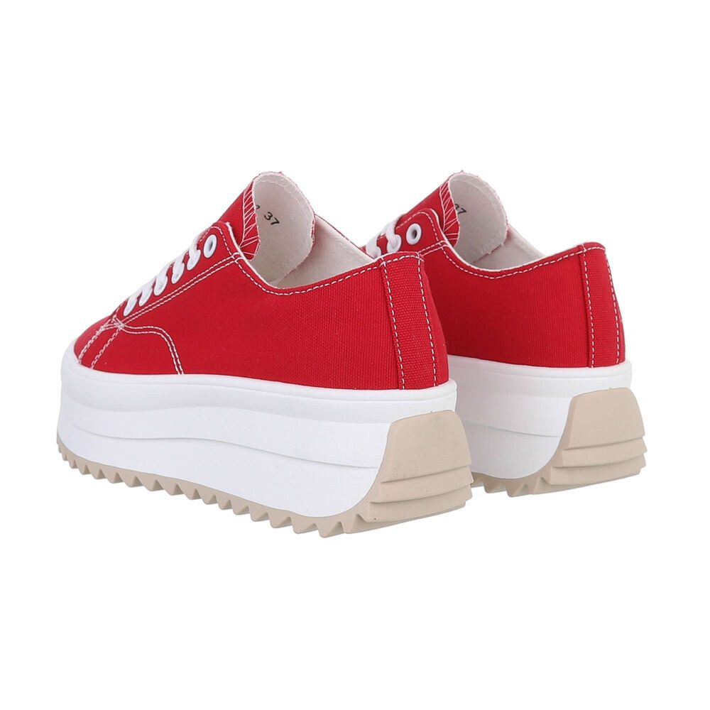 Ital-Design Modischer Plateau Sneaker für Damen in Schwarz Sneaker (85960116) Flach Sneakers Low in Rot
