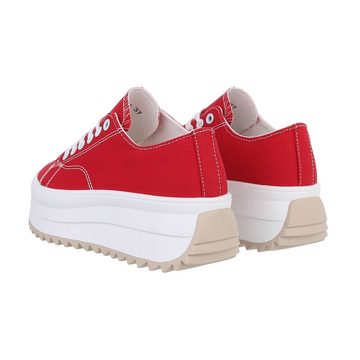Ital-Design Damen Low-Top Freizeit Sneaker (85960113) Flach Sneakers Low in Rot