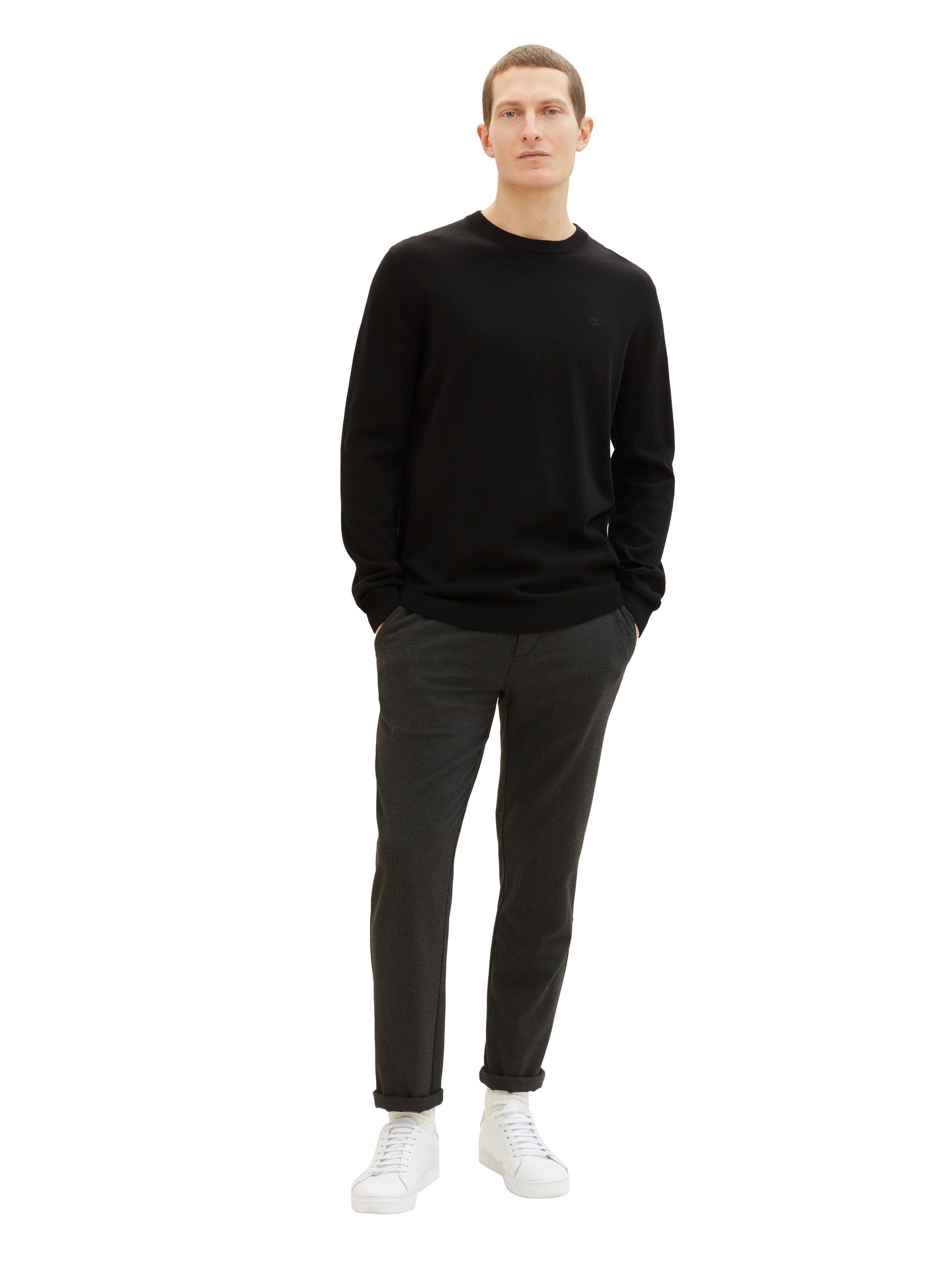 TOM TAILOR Rundhalspullover mit Logostickerei