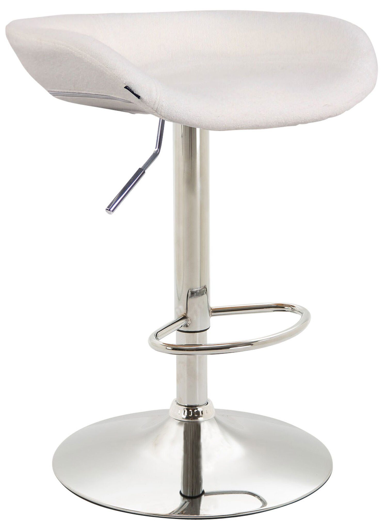 TPFLiving Barhocker Anna mit angenehmer Fußstütze (Barstuhl Hocker für Theke & Küche - 360° drehbar und höhenverstellbar), Gestell Metall chrom - Sitzfläche: Filz Weiß